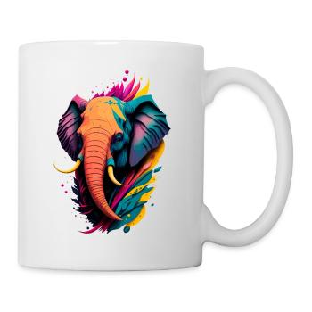 Bunter Elefant - Tasse - Weiß - Rechts