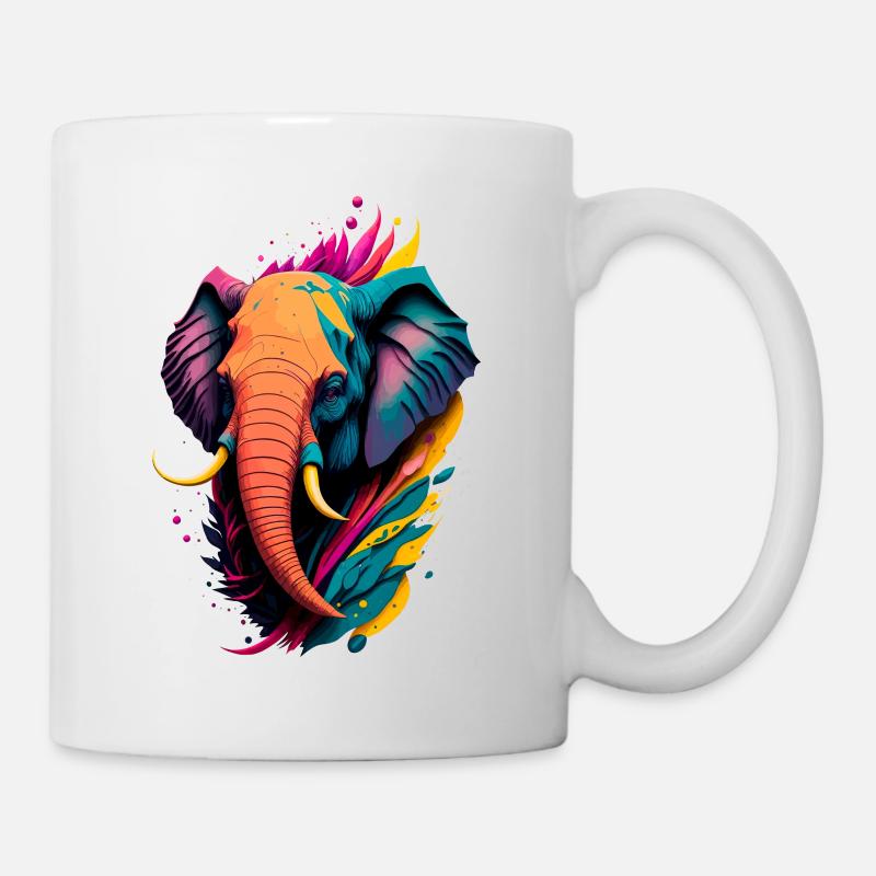 Bunter Elefant - Tasse - Weiß
