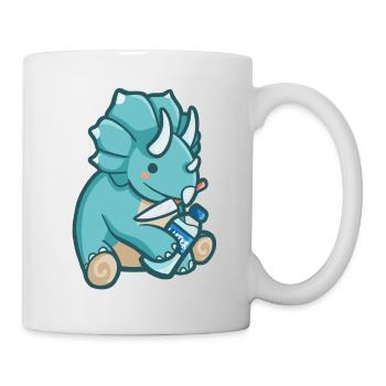 hugadino Dino mit Wasserflasche, süßer Dinosaurier - Tasse - Weiß - Rechts