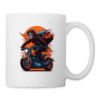 Skelett auf Motorrad Biker - Tasse - Weiß - Rechts