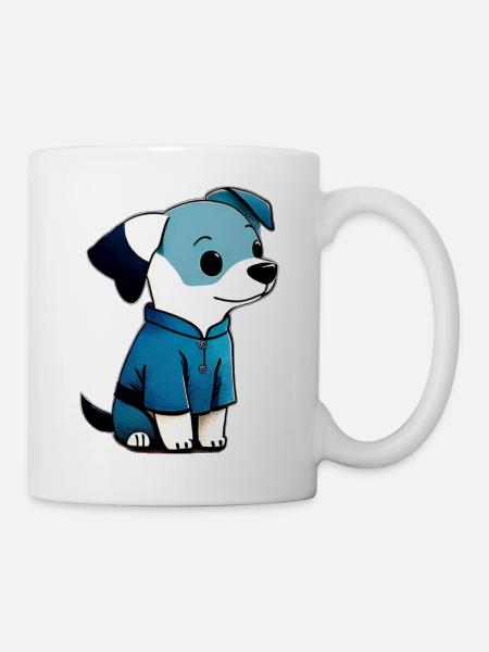 Mignon petit chien de compagnie portant une veste bleue - Mug blanc - blanc