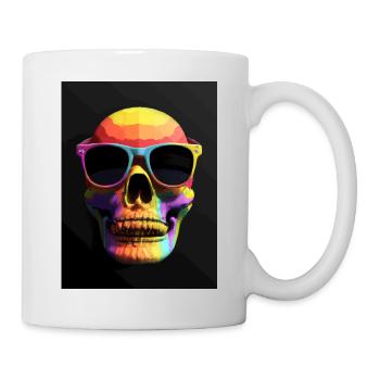 Colorful skull and crossbones with sunglasses - Mug - white - Right