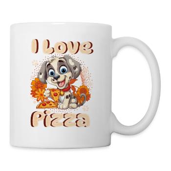 Chien J’aime la pizza Dire Humour drôle Dessin animé - Mug blanc - blanc - Droite
