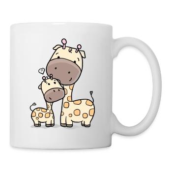 Giraffe mit Baby Giraffe - Tasse - Weiß - Rechts