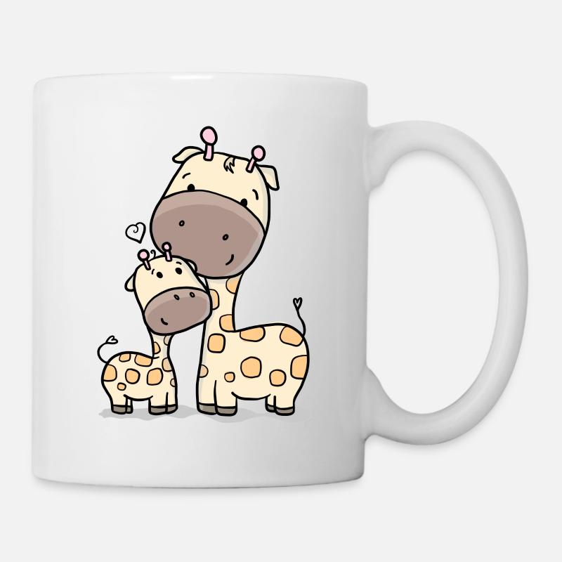 Giraffe mit Baby Giraffe - Tasse - Weiß