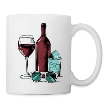 Bouteille de vin et lunettes n°2 - Mug blanc - blanc - Droite
