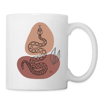 "Snake", boho line art design, series "Desert" - Mug - white - Right