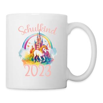 Schulkind 2023 Einschulung Einhorn Schule Schüler - Tasse - Weiß - Rechts