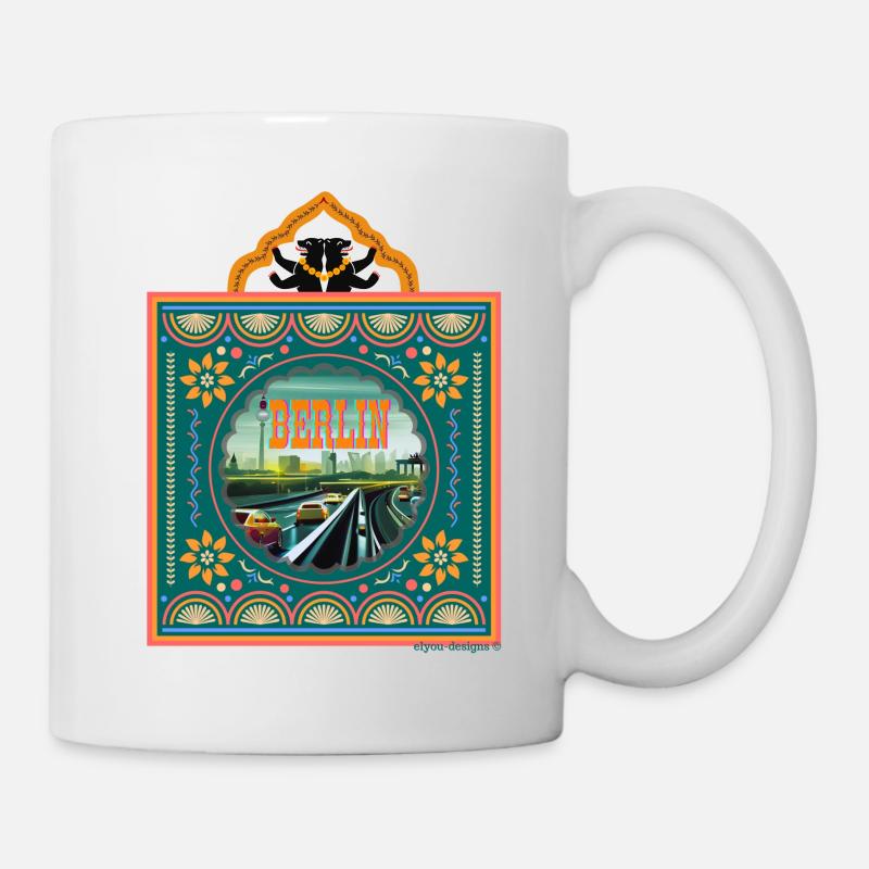 Indian Truck-Art Berliner Bär - Tasse - Weiß