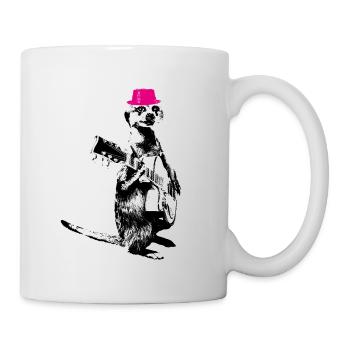 Suricate Guitariste Blanc BG Magenta Hat - Mug blanc - blanc - Droite