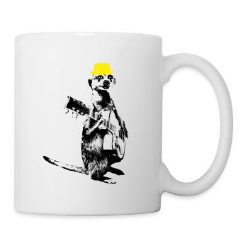 Suricate Guitariste Blanc BG Chapeau Jaune - Mug blanc - blanc - Droite