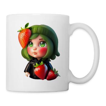 Puppe mit Erdbeeren - Tasse - Weiß - Rechts