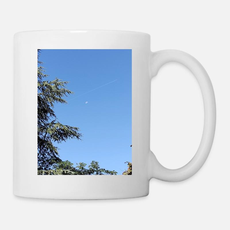 Lune matinale et avion - Mug blanc - blanc