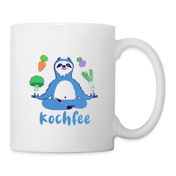 faultier, yoga, möhren, koch, kochfee - Tasse - Weiß - Rechts