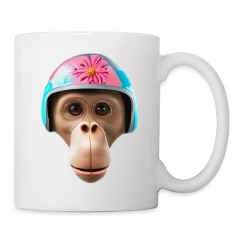 Affe mit Vintage-Helm - Tasse - Weiß - Rechts