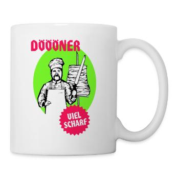 Döner Kebap mit viel Scharf Retro Trash Design - Tasse - Weiß - Rechts