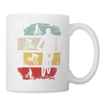 Fahrradfahrer Fahrrad Mountainbike Geschenk Retro - Tasse - Weiß - Rechts
