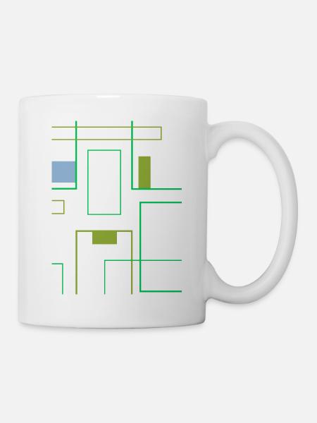 Quadrate und Linien in trendigem minimalistischem Grün - Tasse - Weiß