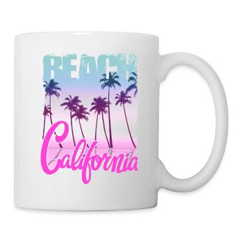 Vintage Blumen Strand Kalifornien Retro Garten USA - Tasse - Weiß - Rechts