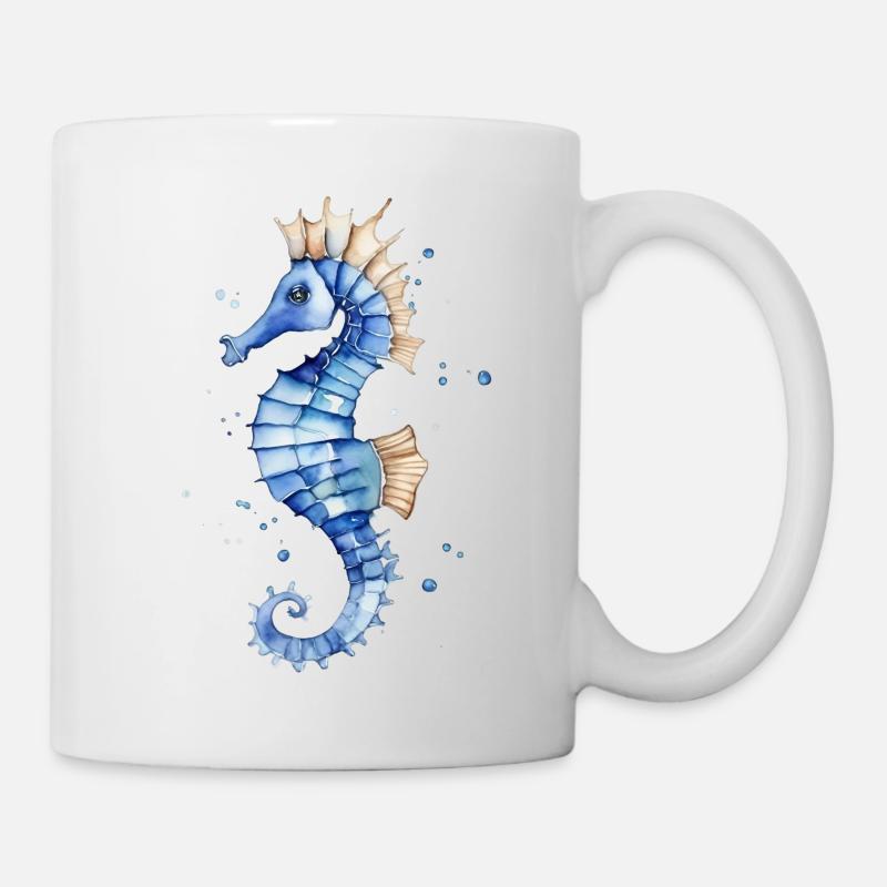 Seepferdchen - Wasserfarbe - Tasse - Weiß