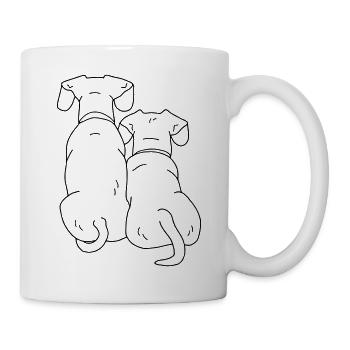 zwei Hunde - Tasse - Weiß - Rechts