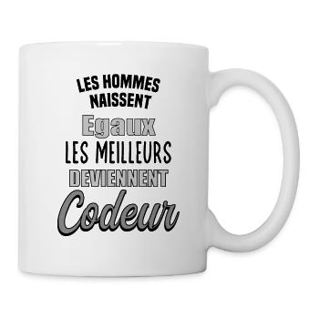 Hommes égaux, les meilleurs deviennent Codeur - Mug blanc - blanc - Droite