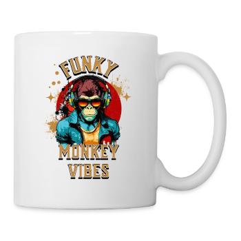 Monkey Sunglasses Headphones Music Funky Vibes - Mug - white - Right