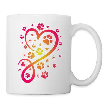 Herz mit Pfötchen und Sternen - Tasse - Weiß - Rechts