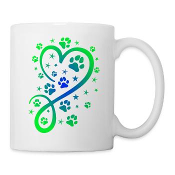 Herz mit Pfötchen und Sternen - Tasse - Weiß - Rechts