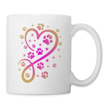Herz mit Pfötchen und Sternen - Tasse - Weiß - Rechts