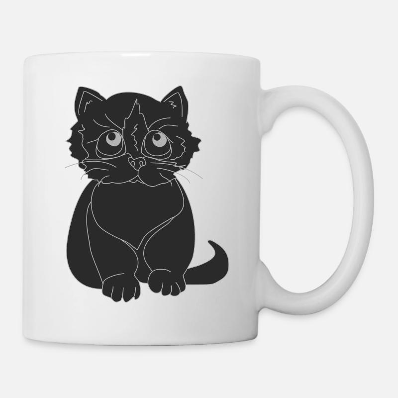 Schönes schwarzes Kätzchen - Tasse - Weiß