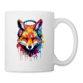 Bunter Fuchs mit Kopfhörer - Tasse - Weiß - Rechts