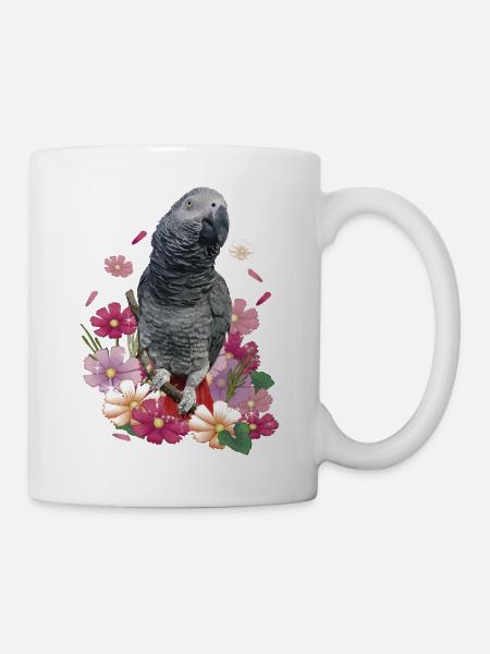 Der graue Papagei - Tasse - Weiß