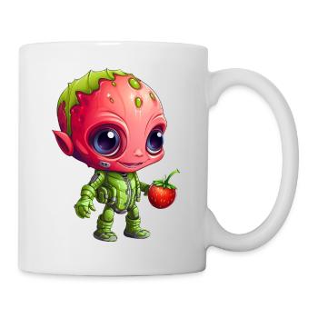 Strawberry Alien: Green & Red in Interaction - Mug - white - Right