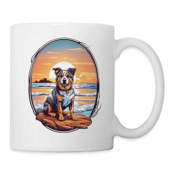 Chien sur la plage - Mug blanc - blanc - Droite