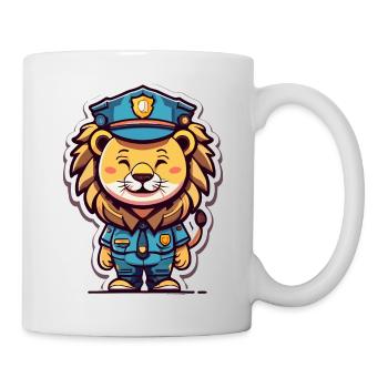 Polizei Löwe Kinder Geschenk - Tasse - Weiß - Rechts