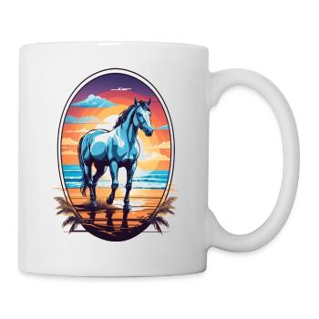 Cheval sur la plage - Mug blanc - blanc - Droite