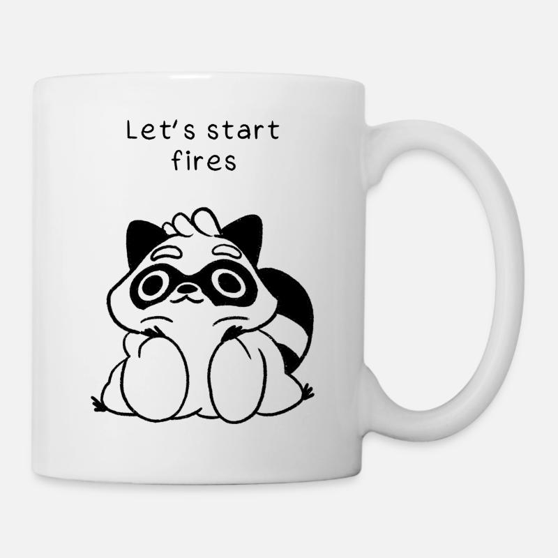 "Lets start fires" - Raccoon - Tasse - Weiß