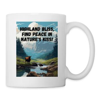 Highland Mountain Landscape with a highland cow - Tasse - Weiß - Rechts