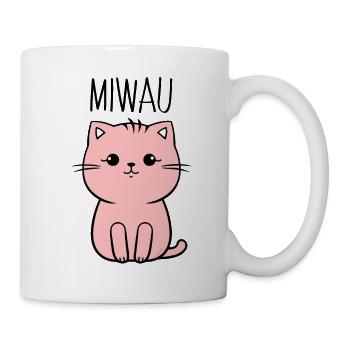DRÔLE MIWAU CHAT CHATON ROSE CHATON STYLE CHATON - Mug blanc - blanc - Droite