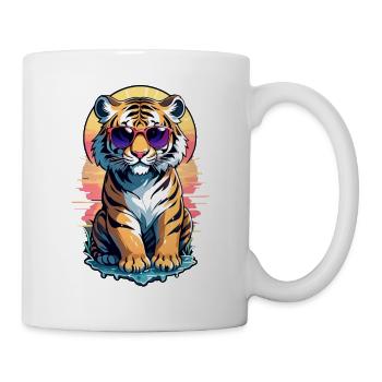 Kleiner Tiger mit Sonnenbrille - Tasse - Weiß - Rechts