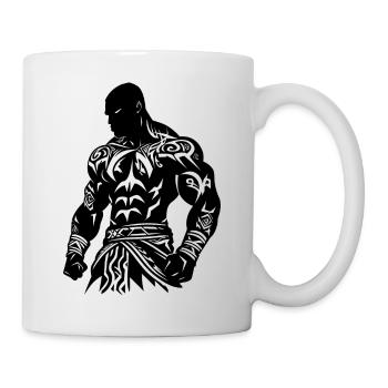 Tribal Boxer / Fighter Logo Tattoo Design - Mug blanc - blanc - Droite