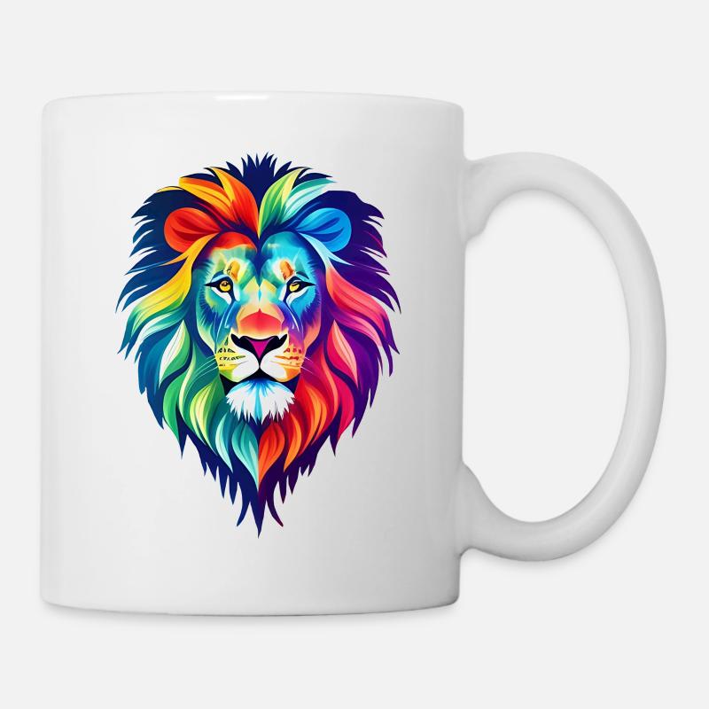 bunter Löwe - Tasse - Weiß