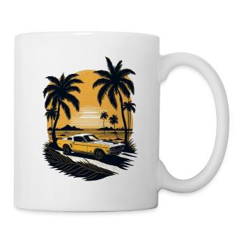 Le coucher de soleil doré illumine la plage tranquille - Mug blanc - blanc - Droite