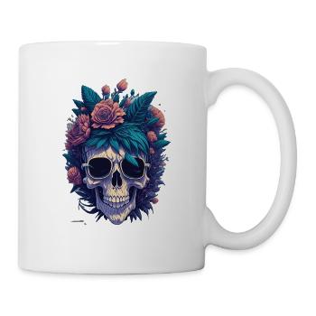 Floral Skull Splashdown: Toter Schädel - Tasse - Weiß - Rechts