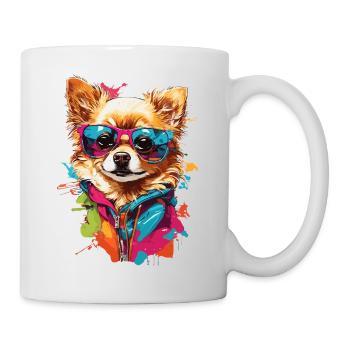Cute Chihuahua with Sunglasses: Cute Elegan - Mug - white - Right