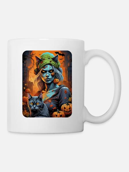 Halloween Zombie Woman Modèle vierge 1.5 - Mug blanc - blanc