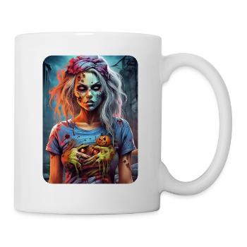 Halloween Zombie Frau Blankovorlage 1.10 - Tasse - Weiß - Rechts