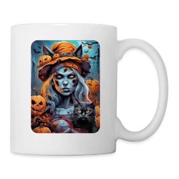 Halloween Zombie Frau Blankovorlage 1.9 - Tasse - Weiß - Rechts