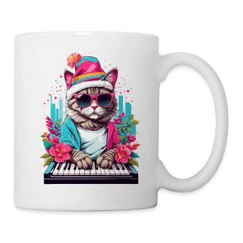 Cute Cat with Piano - Mug - white - Right